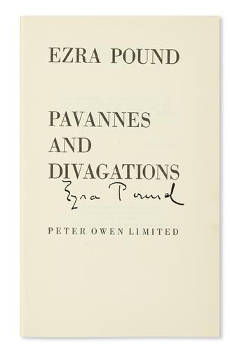 POUND, EZRA. Pavannes and Divagations.